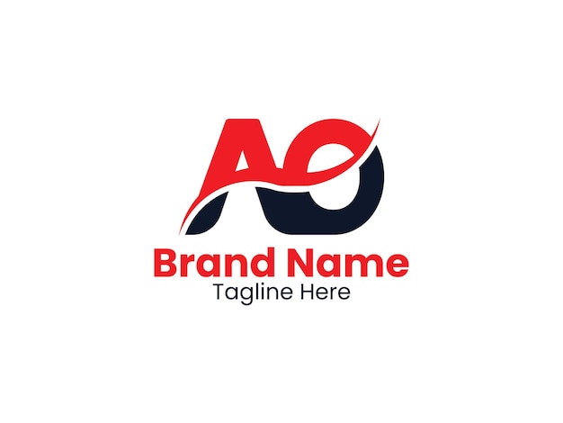 Black and red AO letter OA letter logo design Initial letter AO monogram logo