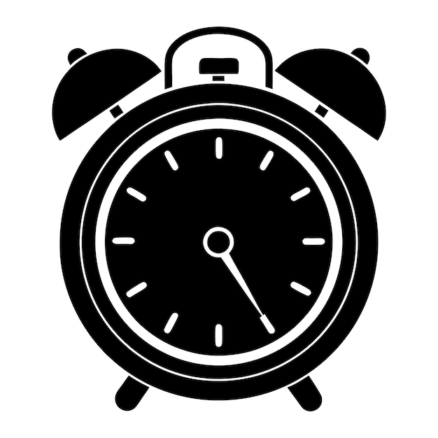 Black and white alarm clock vector illustration