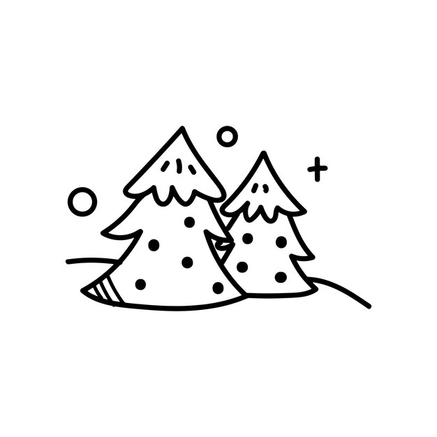 Black and white christmas tree vector. Editable. Suitable for design and illustration in Christmas