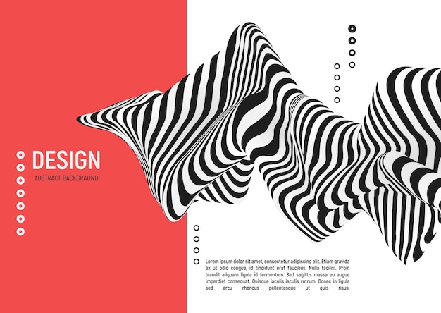 Black and white design. Pattern with optical illusion. Abstract 3D geometrical background