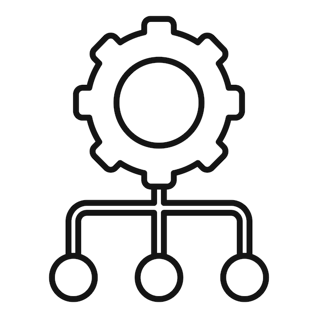 Black and white gear network icon