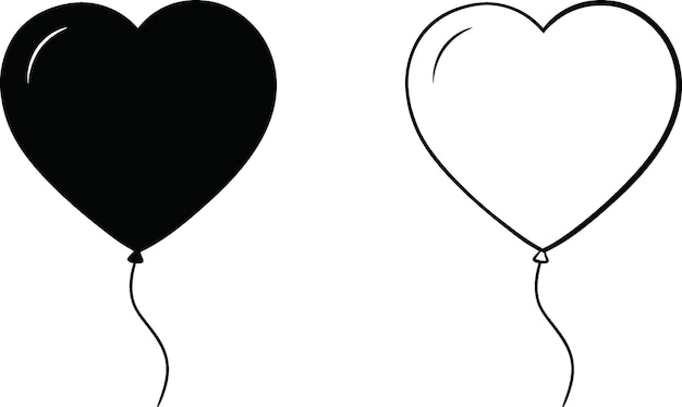 Black and White Heart Shaped Balloons