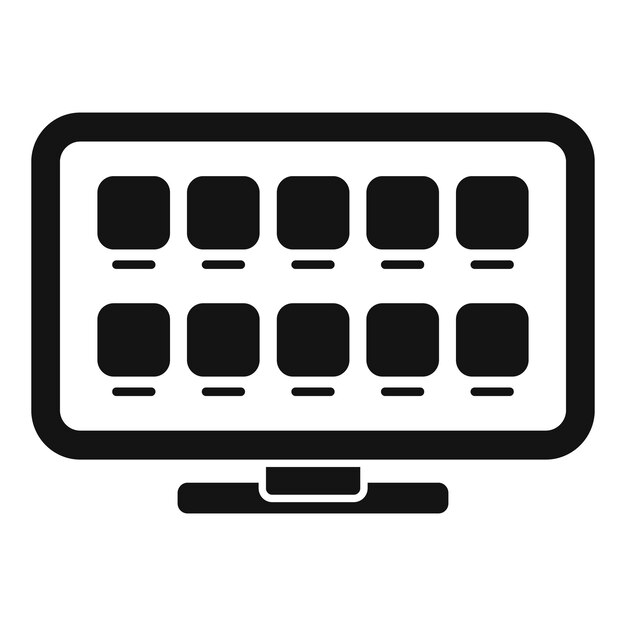 Black and white icon of a computer monitor displaying multiple software updates