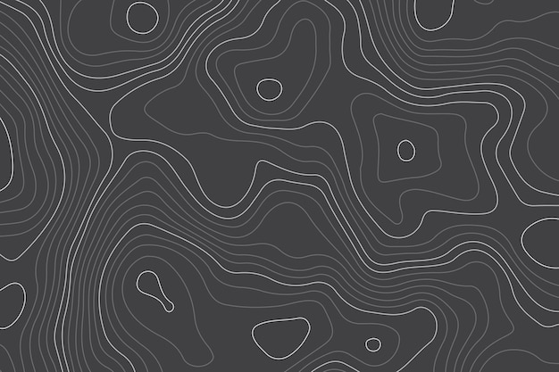 black and white landscape background with wavy topography map design curve line map contour grid
