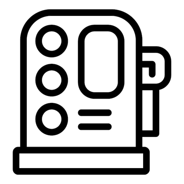 Black and white line art of a camera