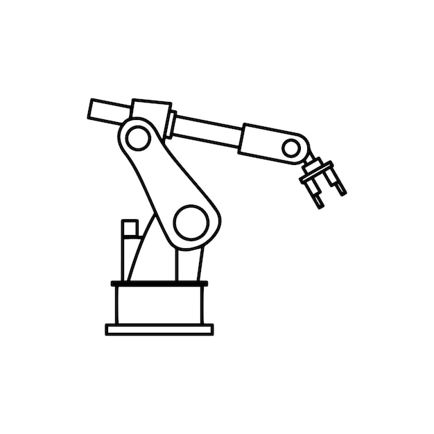 Black and white robotic machine vector illustration on white background