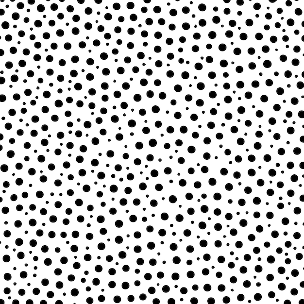 Black and white seamless polka dot pattern with circles Monochrome dotted vector background Geomet