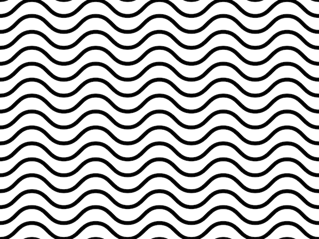 Black and white seamless wavy line monochrome vector illustration