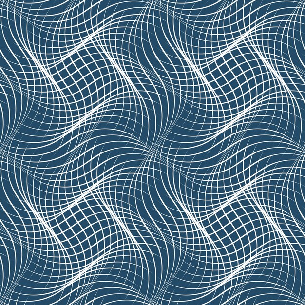 black and white vector endless pattern created with thin undulate stripes, seamless netting composition. continuous interlace texture can be used as website background and as wrapping paper.