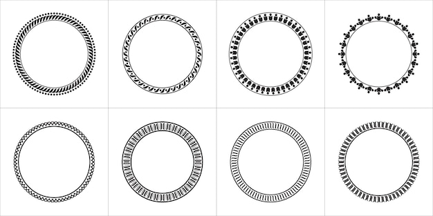 Black and White Vector Frame Elements Vintage Geometric Ethnic Styles