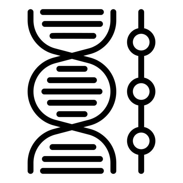 Black and white vector icon of a dna double helix structure ideal for scientific themes
