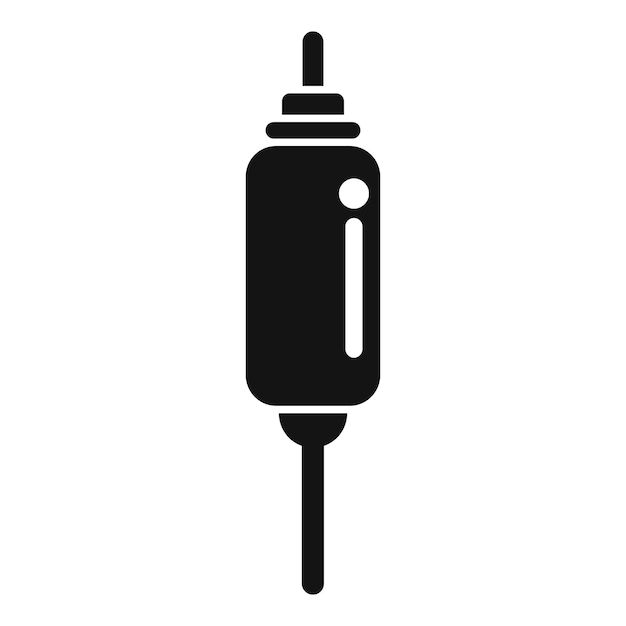 Black and white vector illustration of a medical syringe for vaccination