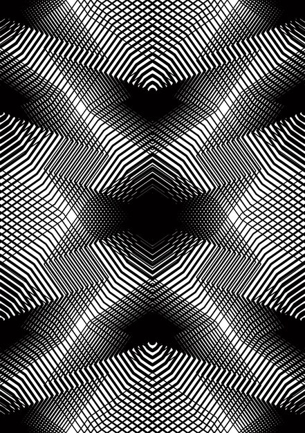Black and white vector ornamental pattern, seamless art background decorated with monochrome lines, best for graphic and web design. Endless ornate, kaleidoscope effect.