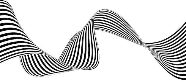 Black and white wavy stripes banner