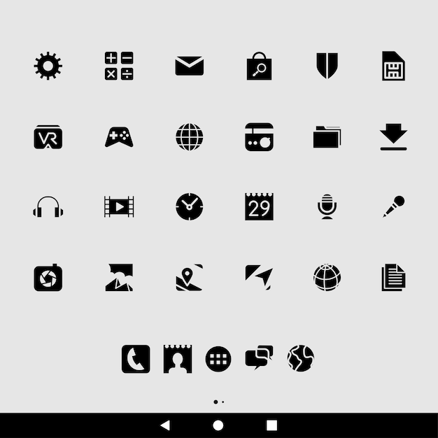 Black App Icons on a White Background
