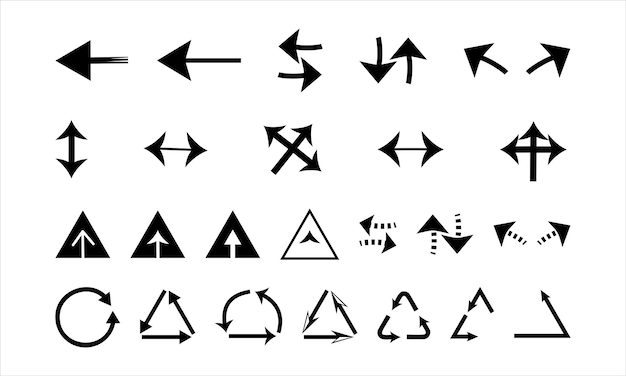 Black arrow collection vector design icon set on white background