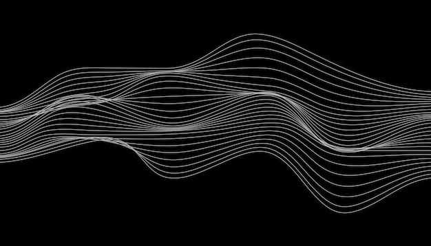 black background wave pattern with central elevation in abstract contour style
