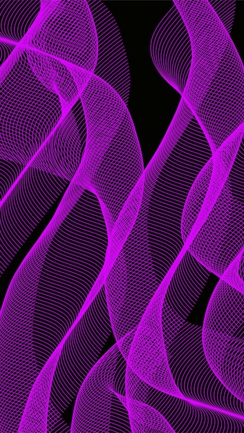 Black background with wavy purple lines copy space
