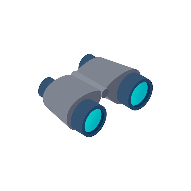 black binoculars isometric 3d icon on a white background