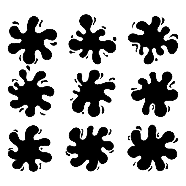 Black blots on a white background