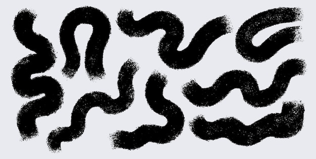 Black Charcoal Thick Wavy Lines Semicircle Hard Lines Circle Collection Hand Drawn