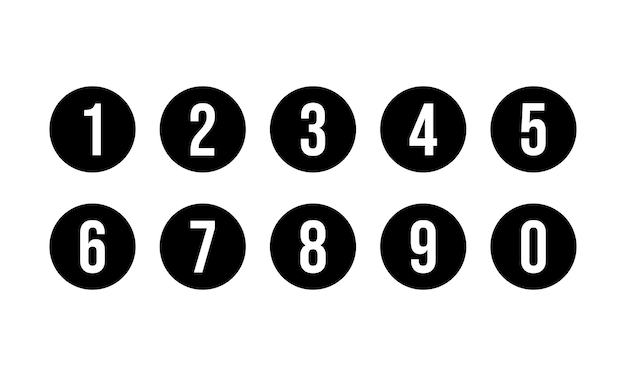Black Circle Number Icons