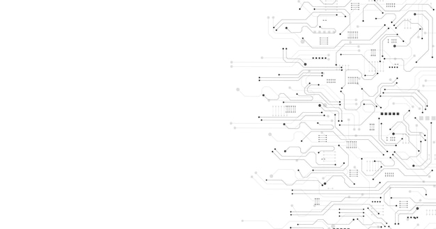 Black circuit diagram on white background