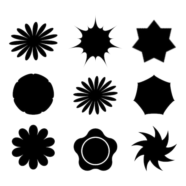 Black color smart shape set design and white background