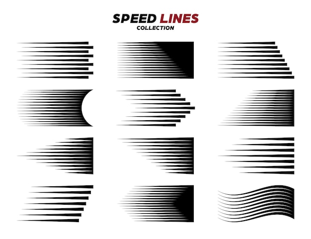 Black comic speed motion line Vector collection