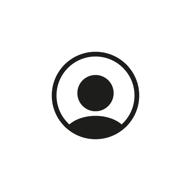 Black contact person icon on white background