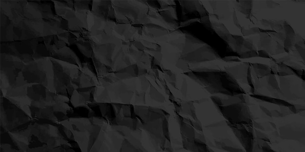 black crumpled paper texture pattern rough grunge old blank vector abstract background