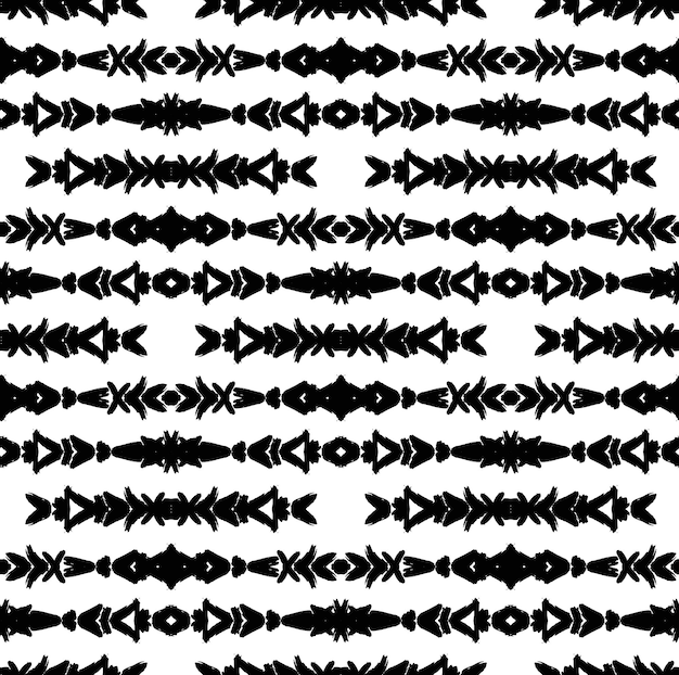 Black Ethnic Brush Strokes Seamless Pattern from Decorative Arrows Vector painted background by Native Americans motif Black and white ornament for fabric print paper card table cloth fashion