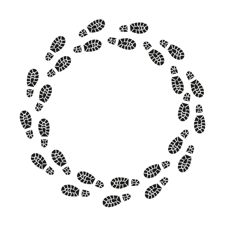 Vektör black footprints silhouette round design template vector