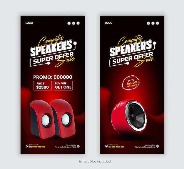 Black Friday product sale Rack card design or Computer speaker sale Dl flyer handbill template
