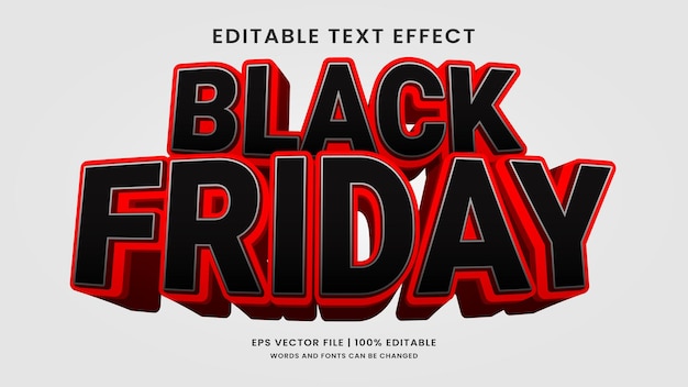 Black friday sale 3d editable text effect promotion template