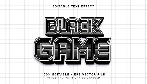 black game 3d text effect and editable text effect