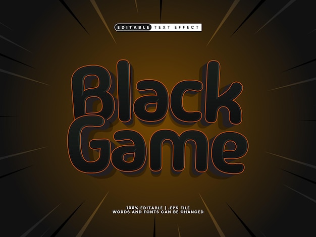 black game editable text effect in game and kids text style