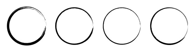 Black grunge circle brush Ink frame set vector illustration