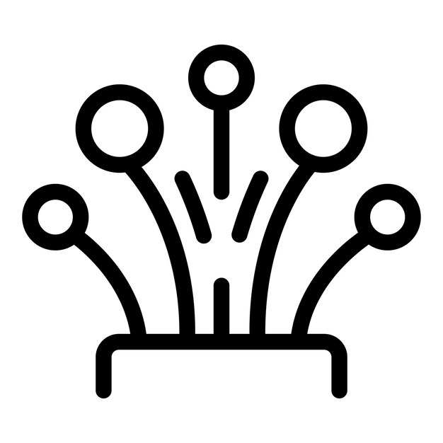 Black line art icon representing digital innovation with abstract circuit connections