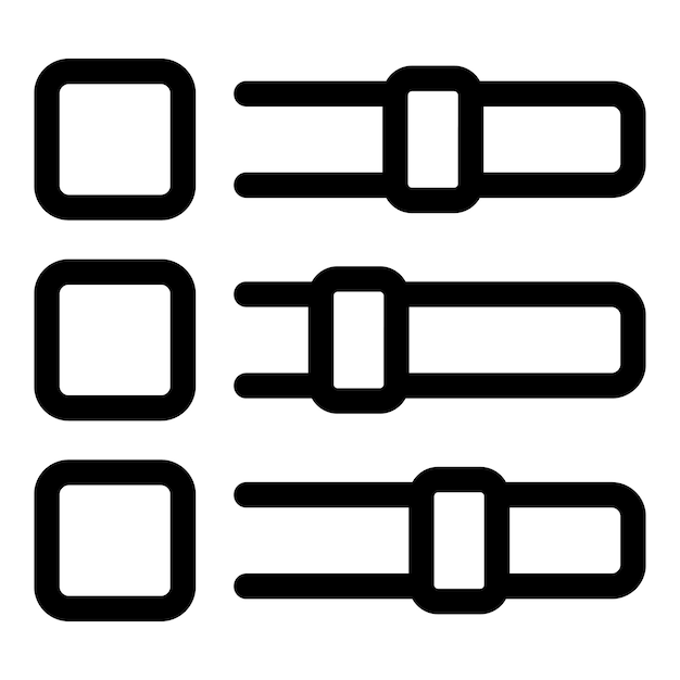 black line art icon set of three horizontal sliders with square handles