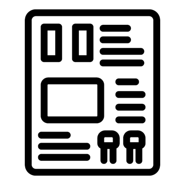 Black line electrical panel icon isolated on white background