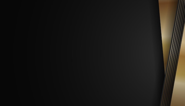 Black Luxury Background with Overlap Shape and Golden Lines Striped