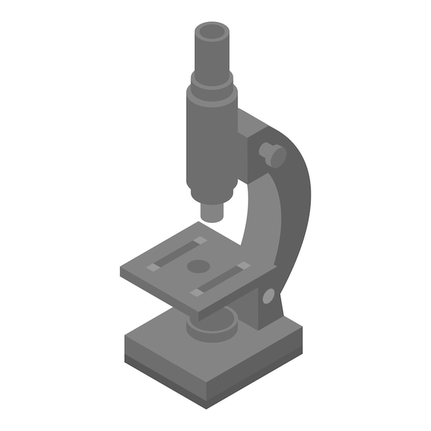 Black microscope icon Isometric of black microscope vector icon for web design isolated on white background