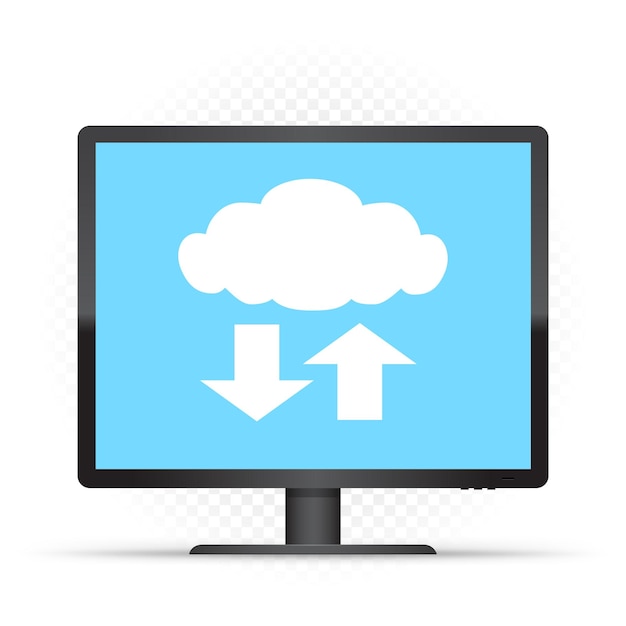 black monitor and cloud service sign