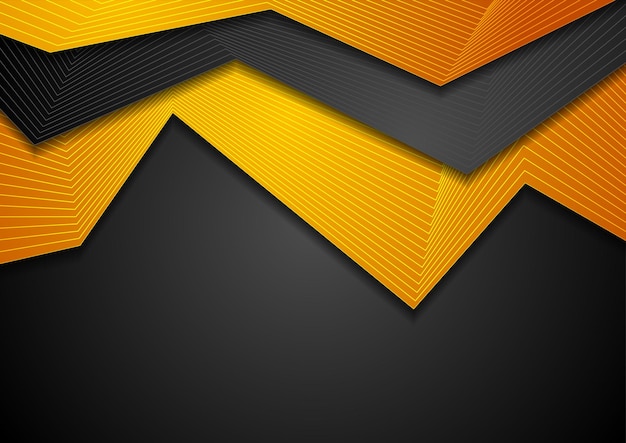 Black orange curved stripes and lines abstract geometric corporate background