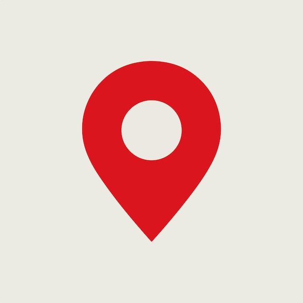 Black pin location icon on white background