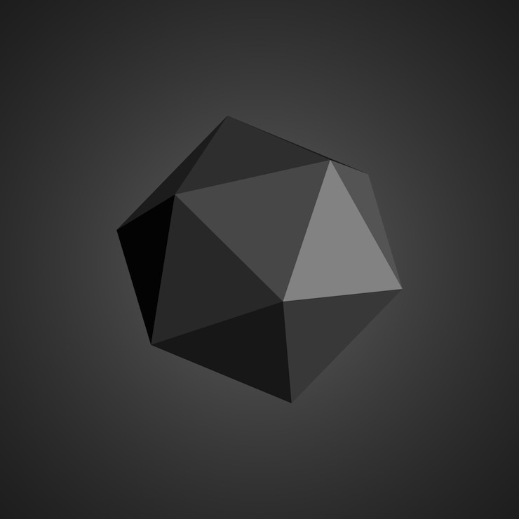 Vektör black polyhedron. geometrical shape.  .