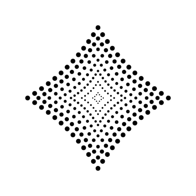 Black rhombus dots halftone vector illustration on white background