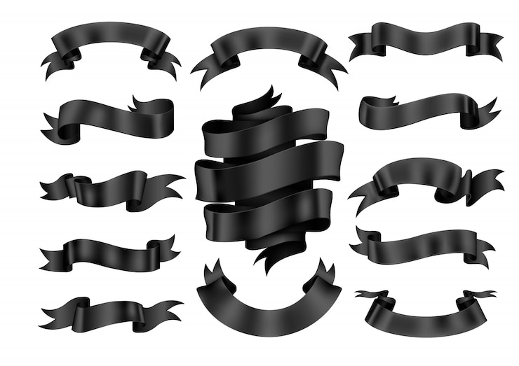 Vektor black ribbon banner set