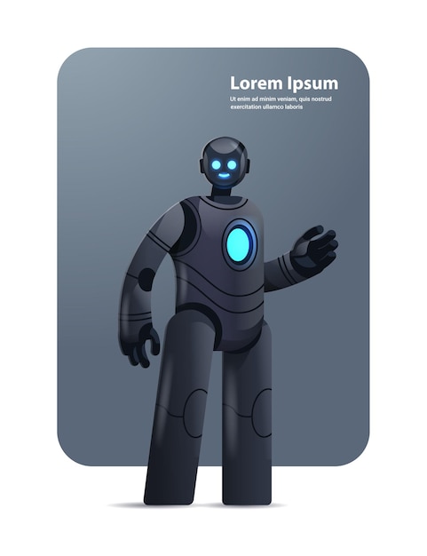 black robot cyborg modern robotic character artificial intelligence technology